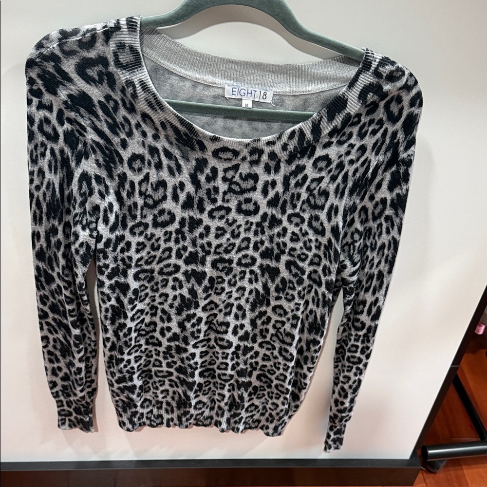 Trendy Boutique Leopard Print Sweater - Black and Gray